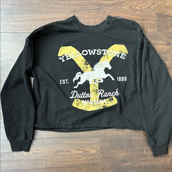 Yellowstone Tops - Black Yellowstone Dutton Ranch Crop Top #A9